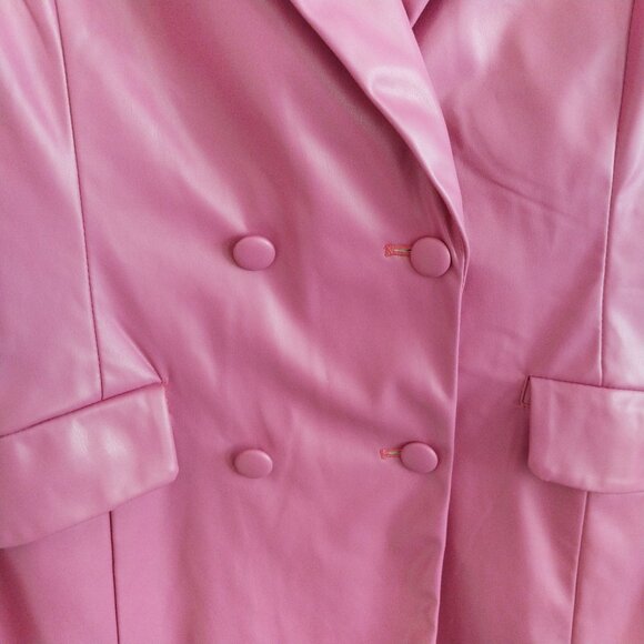 Pink Lily Faux Leather Double Breasted Jacket Blazer New Without Tag Size Large - Picture 5 of 10